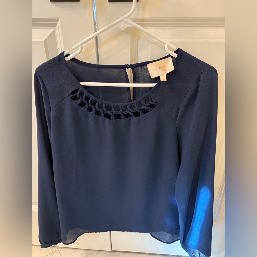 Skies Are Blue Navy Long Sleeve Dress